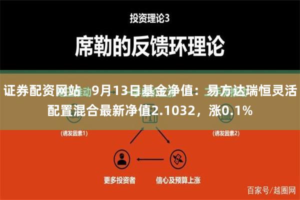 证券配资网站   9月13日基金净值：易方达瑞恒灵活配置混合最新净值2.1032，涨0.1%